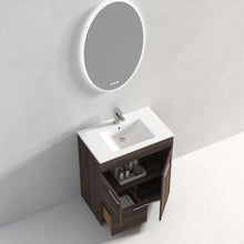 Load image into Gallery viewer, Blossom Hanover Freestanding Bathroom Vanity with Ceramic Sink, 30&quot;, Cali Walnut open
