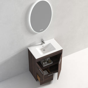 Blossom Hanover Freestanding Bathroom Vanity with Ceramic Sink, 30", Cali Walnut open