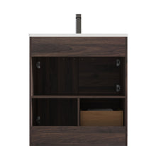 Load image into Gallery viewer, Blossom Hanover Freestanding Bathroom Vanity with Ceramic Sink, 30&quot;, Cali Walnut back