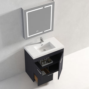 Blossom Hanover Freestanding Bathroom Vanity with acrylic Sink, 36", Charcoal open