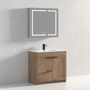 Blossom Hanover Freestanding Bathroom Vanity with Ceramic Sink, 36", Classic Oak