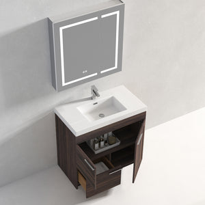 Blossom Hanover Freestanding Bathroom Vanity with acrylic Sink, 36", Cali Walnut open