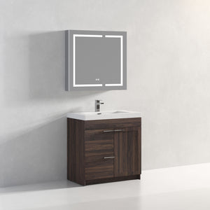 Blossom Hanover Freestanding Bathroom Vanity with acrylic Sink, 36", Cali Walnut