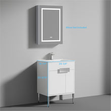 Load image into Gallery viewer, Blossom Bari 24&quot;, 30&quot;, or 36&quot; Freestanding Bathroom Vanity with Ceramic Sink, 24&quot;,  White