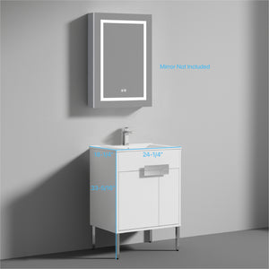 Blossom Bari 24", 30", or 36" Freestanding Bathroom Vanity with Ceramic Sink, 24",  White