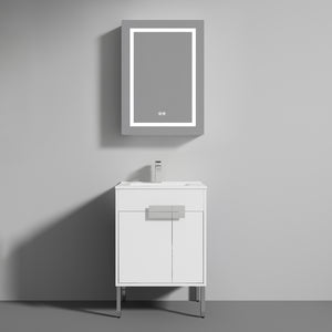 Blossom Bari 24", 30", or 36" Freestanding Bathroom Vanity with Ceramic Sink, 24",  White