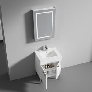 Blossom Bari 24", 30", or 36" Freestanding Bathroom Vanity with Ceramic Sink, 24",  White, open