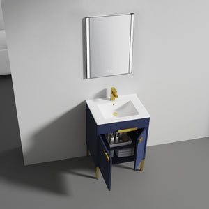 Blossom Bari 24", 30", or 36" Freestanding Bathroom Vanity with Ceramic Sink, 24",  Blue, open