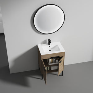 Blossom Bari 24", 30", or 36" Freestanding Bathroom Vanity with Ceramic Sink, 24",  Classic Oak, open