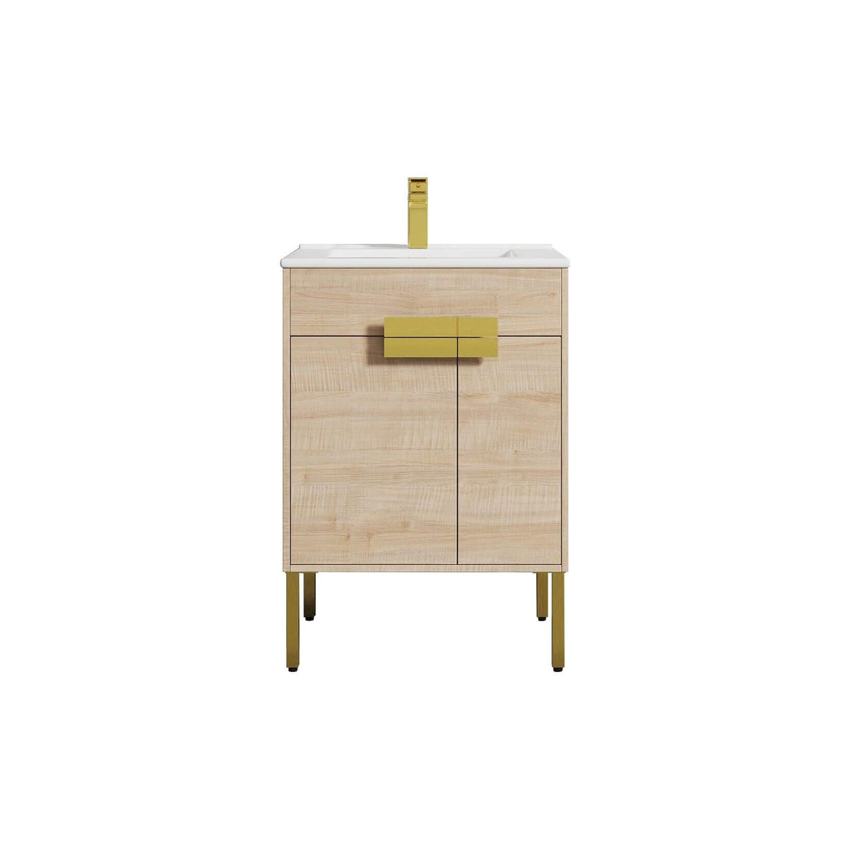 Blossom Bari 24", 30", or 36" Freestanding Bathroom Vanity with Ceramic Sink, 24", Maple