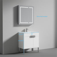 Load image into Gallery viewer, Blossom Bari 24&quot;, 30&quot;, or 36&quot; Freestanding Bathroom Vanity with Ceramic Sink, 30&quot;, White
