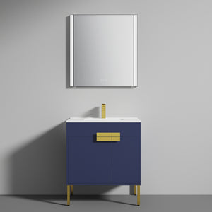 Blossom Bari 24", 30", or 36" Freestanding Bathroom Vanity with Ceramic Sink, 30", Blue