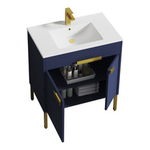 Load image into Gallery viewer, Blossom Bari 24&quot;, 30&quot;, or 36&quot; Freestanding Bathroom Vanity with Ceramic Sink, 30&quot;, Blue, open
