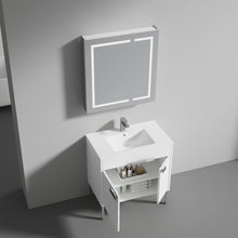 Load image into Gallery viewer, Blossom Bari 24&quot;, 30&quot;, or 36&quot; Freestanding Bathroom Vanity with Ceramic Sink, 36&quot;, White, open