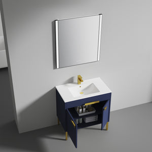 Blossom Bari 24", 30", or 36" Freestanding Bathroom Vanity with Ceramic Sink, 36", Blue, open