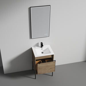 Blossom Turin Compact FreeStanding Vanity with Ceramic Sink for Small Bathrooms, 20", Classic Oak