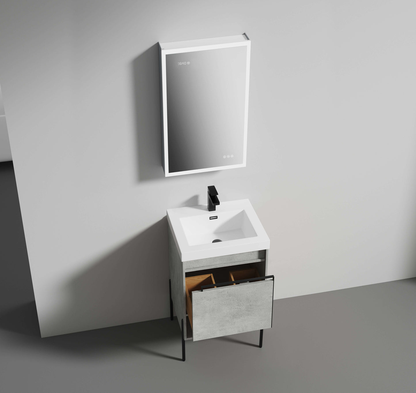 Blossom Turin Freestanding Bathroom Freestanding Vanity with Acrylic Sink - Available in 20", 24", 30", 36" Sizes and Multiple Finishes