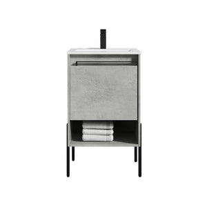 Blossom Turin Compact FreeStanding Vanity with Ceramic Sink for Small Bathrooms, 20", Plain Cement