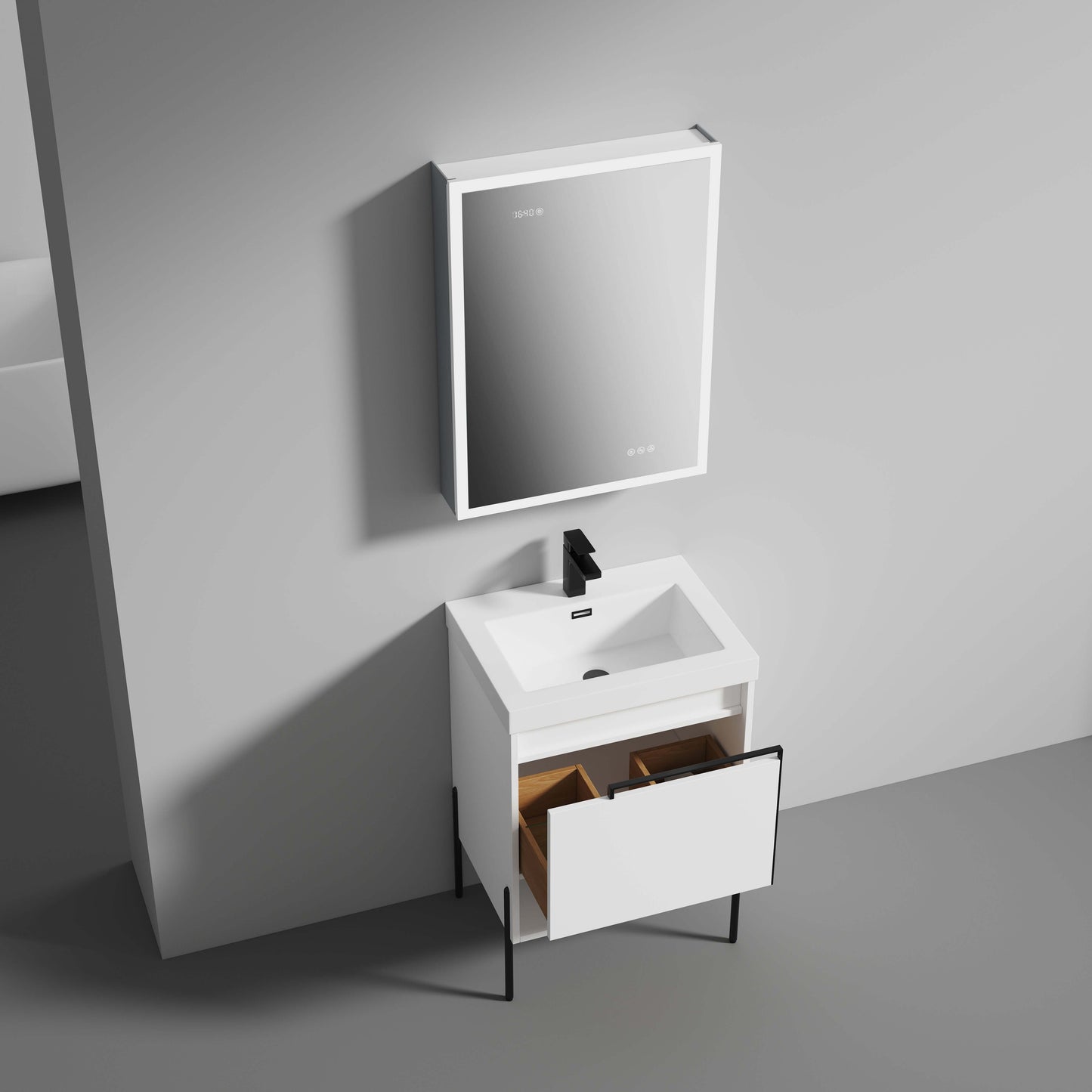 Blossom Turin Freestanding Bathroom Freestanding Vanity with Acrylic Sink - Available in 20", 24", 30", 36" Sizes and Multiple Finishes