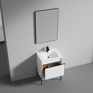 Blossom Turin Compact FreeStanding Vanity with Ceramic Sink for Small Bathrooms, 24", White