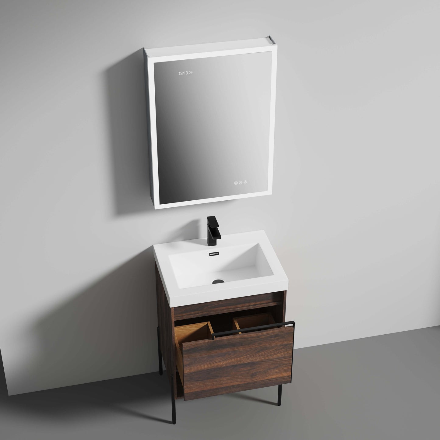 Blossom Turin Freestanding Bathroom Freestanding Vanity with Acrylic Sink - Available in 20", 24", 30", 36" Sizes and Multiple Finishes