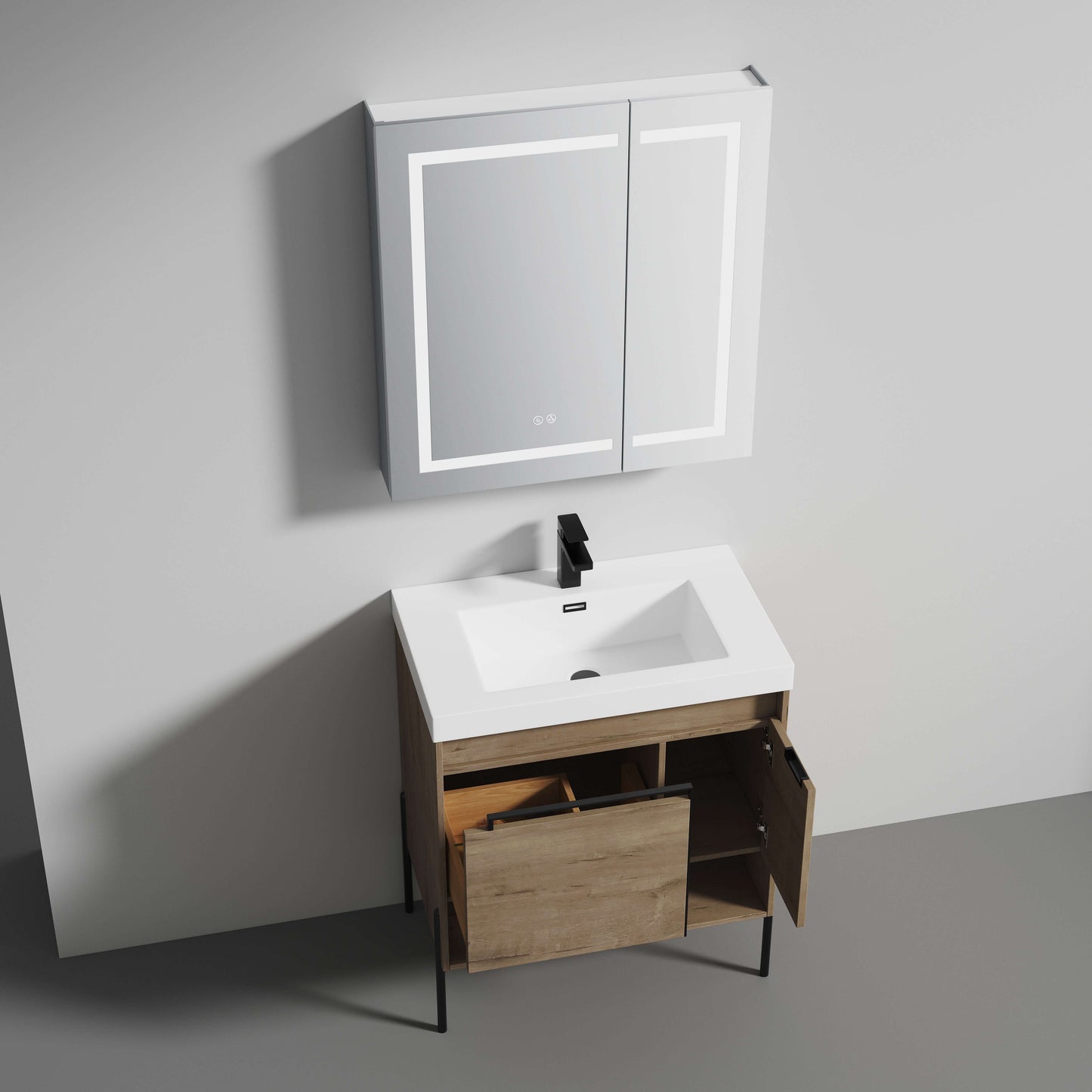 Blossom Turin Freestanding Bathroom Freestanding Vanity with Acrylic Sink - Available in 20", 24", 30", 36" Sizes and Multiple Finishes