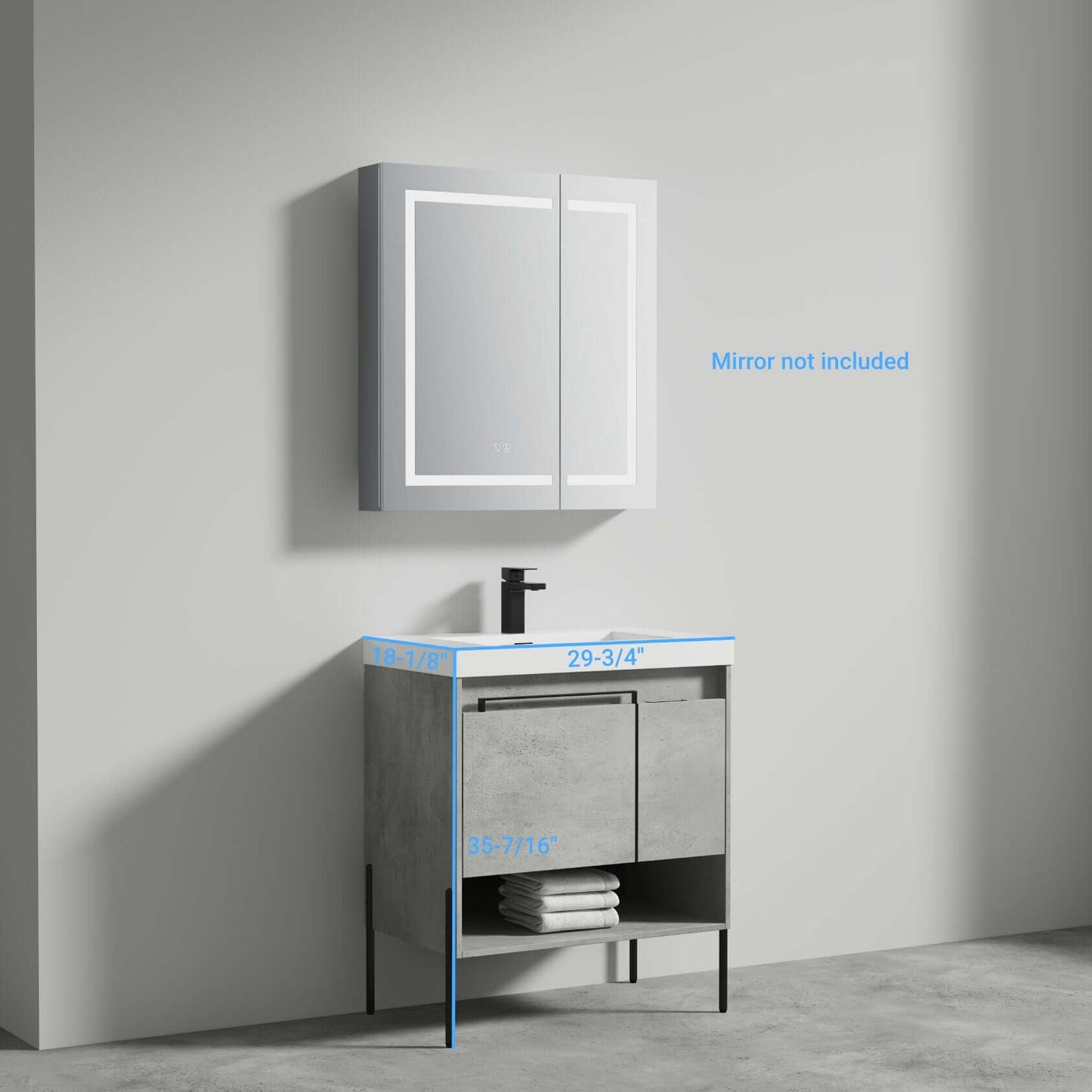 Blossom Turin Freestanding Bathroom Freestanding Vanity with Acrylic Sink - Available in 20", 24", 30", 36" Sizes and Multiple Finishes