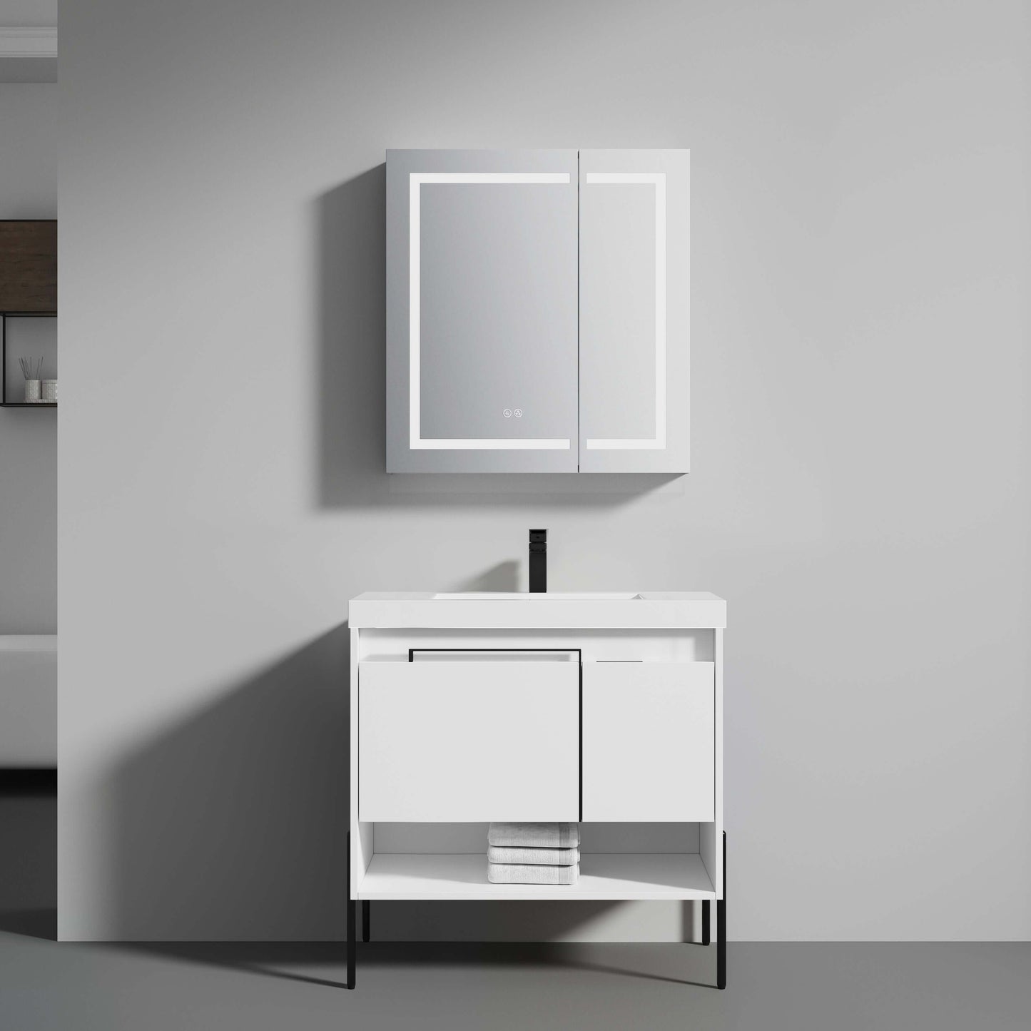 Blossom Turin Freestanding Bathroom Freestanding Vanity with Acrylic Sink - Available in 20", 24", 30", 36" Sizes and Multiple Finishes