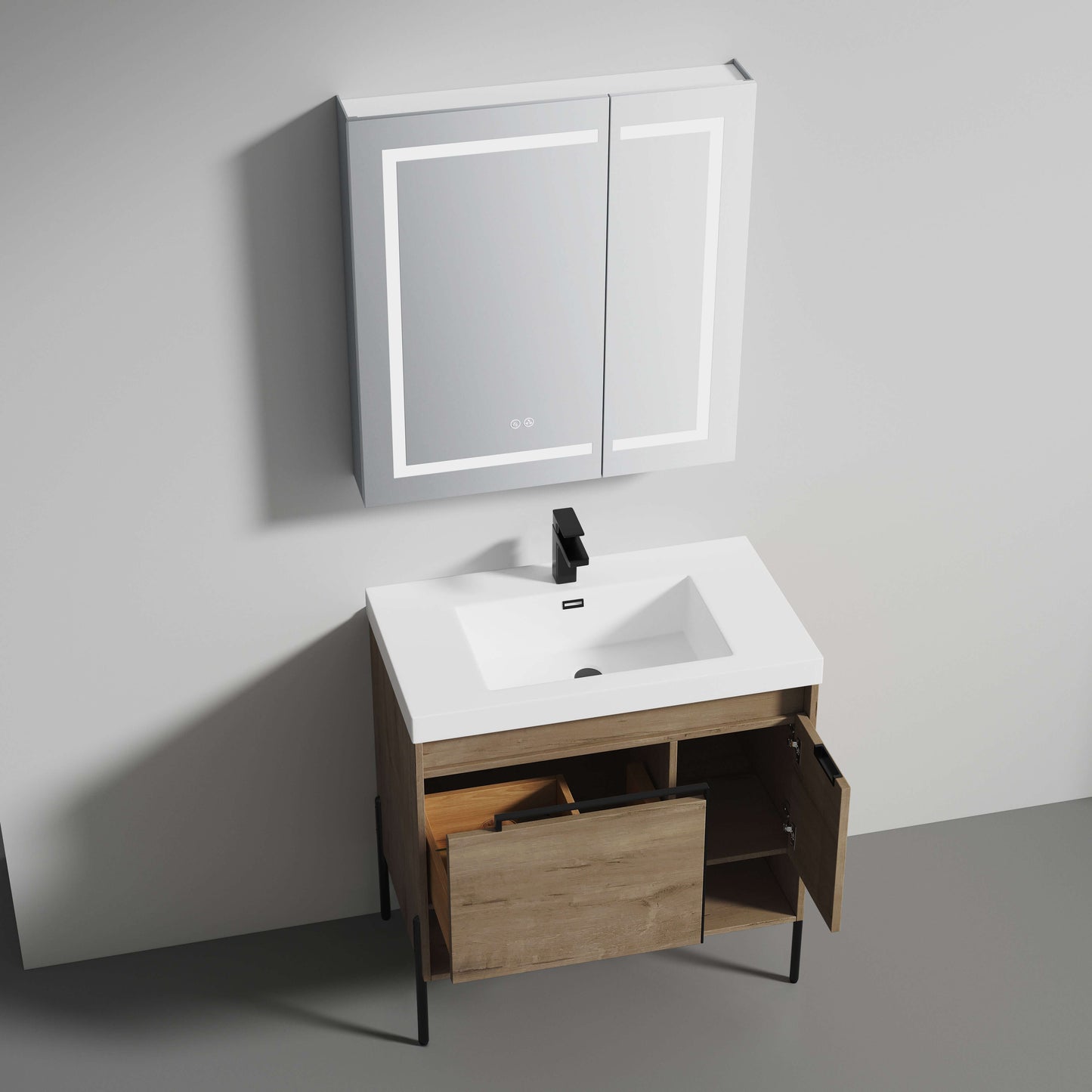 Blossom Turin Freestanding Bathroom Freestanding Vanity with Acrylic Sink - Available in 20", 24", 30", 36" Sizes and Multiple Finishes