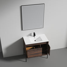 Load image into Gallery viewer, Blossom Turin Compact FreeStanding Vanity with Ceramic Sink for Small Bathrooms, 36&quot;,  Cali Walnut