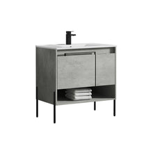 Load image into Gallery viewer, Blossom Turin Compact FreeStanding Vanity with Ceramic Sink for Small Bathrooms, 36&quot;,  Plain Cement