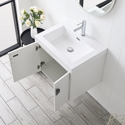 Blossom Moss Floating Bathroom Vanity with Sink, 24", White, open