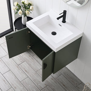 Blossom Moss Floating Bathroom Vanity with Sink, 24", Green, open