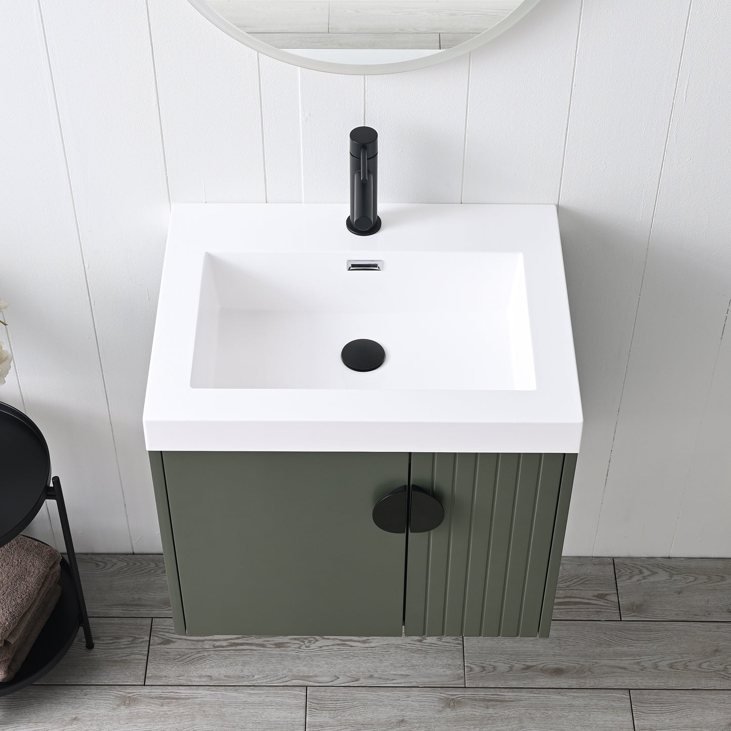 Blossom Moss Floating Bathroom Vanity with Sink, 24", Green