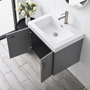 Blossom Moss Floating Bathroom Vanity with Sink, 24", Gray, open
