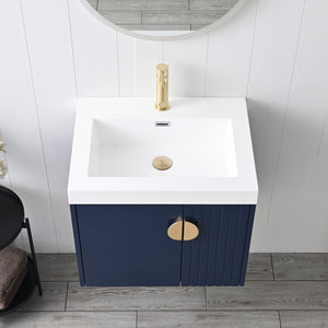 Blossom Moss Floating Bathroom Vanity with Sink, 24", Blue