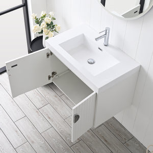 Blossom Moss Floating Bathroom Vanity with Sink, 30", White, open