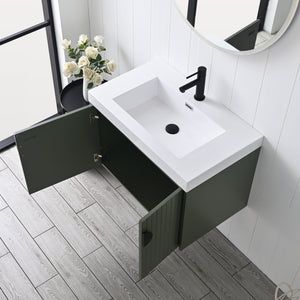 Blossom Moss Floating Bathroom Vanity with Sink, 30", Green, open
