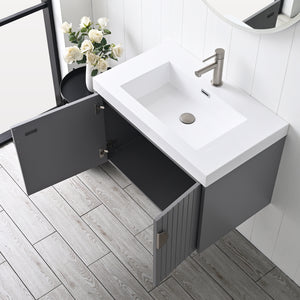Blossom Moss Floating Bathroom Vanity with Sink, 30", Gray, open