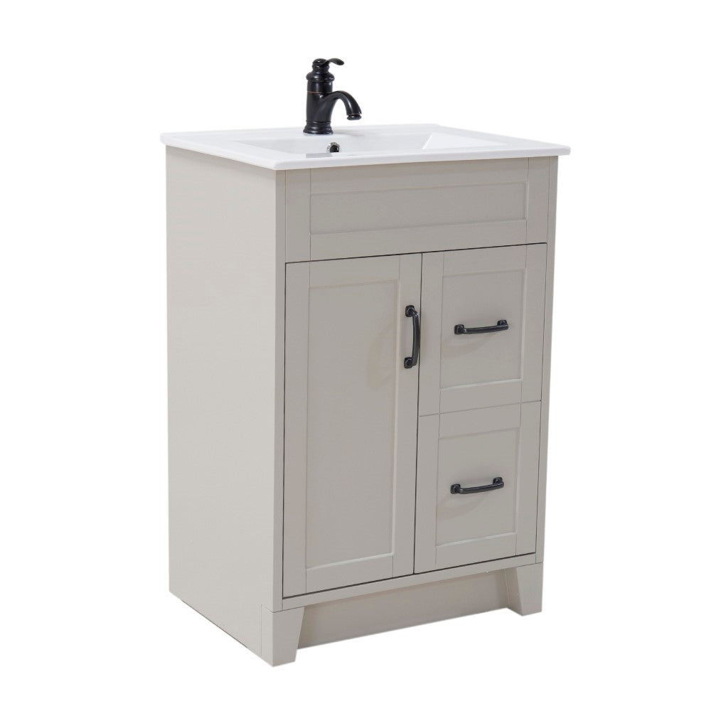 Bellaterra 24" Manufactured Wood Single Rectangular Sink Vanity 9004-24-LG (Light Gray)