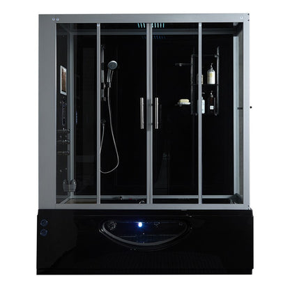 Maya Catania Steam Shower Massage Bathtub 71" x 38" Black