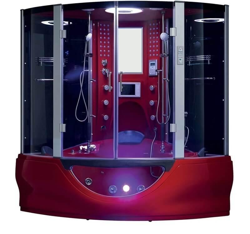 Maya Valencia Steam Shower Message Bathtub 64" x 64" - Red