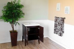 Bellaterra 25" Wood Single Sink Vanity in Black, Gray or Walnut 804366