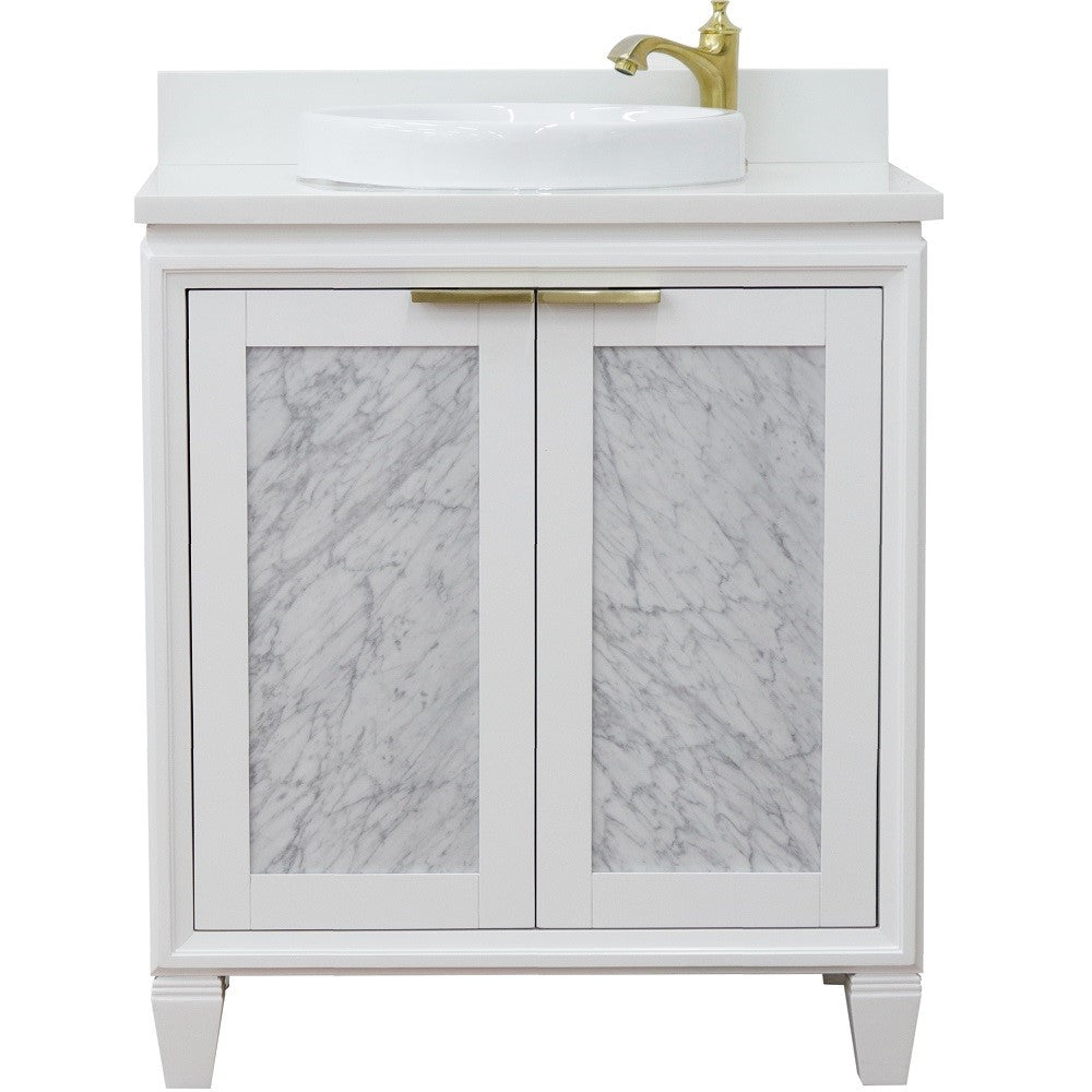 Bellaterra 31" Wood Single Vanity w/ Counter Top and Sink 400990-31-WH-WERD