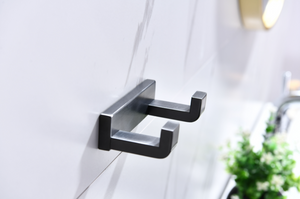 Lexora Bagno Bianca Stainless Steel Double Robe Hook