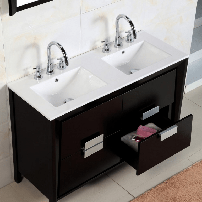 Bellaterra 48-Inch Double Sink Vanity 500410D-ES-WH-48D