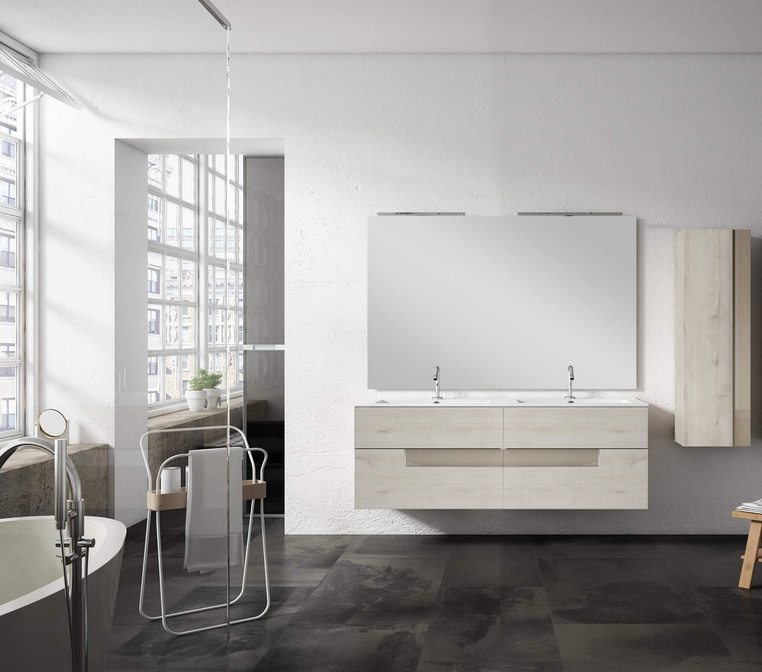 Lucena Bath Vision 64" Contemporary Wood single sink Vanity in White & White handle / Abedul & Tortora / Canela & Black / White & Black / White & Grey / Grey & White - The Bath Vanities