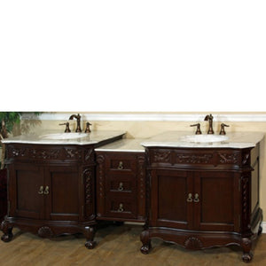 Bellaterra 82.7 In. Double Sink Vanity-Walnut 202016A-D-CR-WH, Carrara white Marble, Front