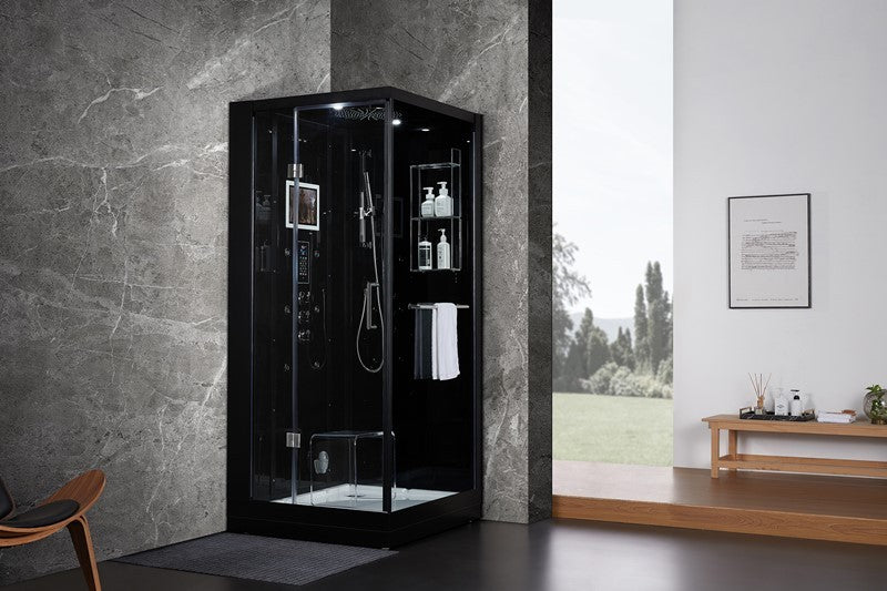 Maya Bath Arezzo Steam Shower 37" x 37- Black, Left