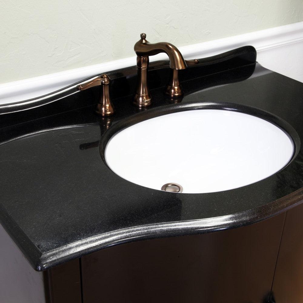 Bellaterra 203037-B 36.6 in Single Sink Vanity-Wood - Black / Black Granite, Top